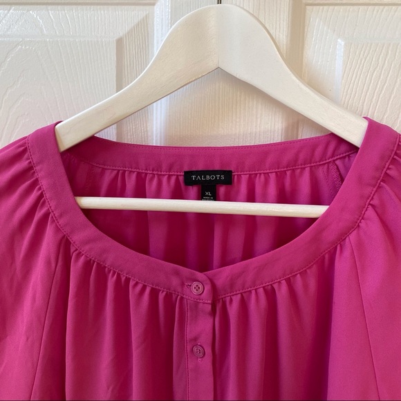 Talbots Crepe Band Collar Top - Pink Size XL - Picture 2 of 3